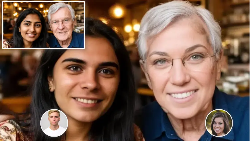 Demonstration of multiple face swap with precise individual face selection and replacement in a group image